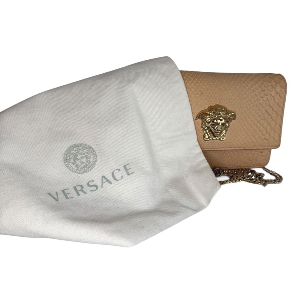 Versace Medusa Python Wallet On Chain Crossbody Bag Nude Peach WOC - Picture 14 of 16